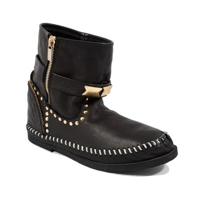 LdiR Boots Svart med Dragkedja och Gulddetaljer